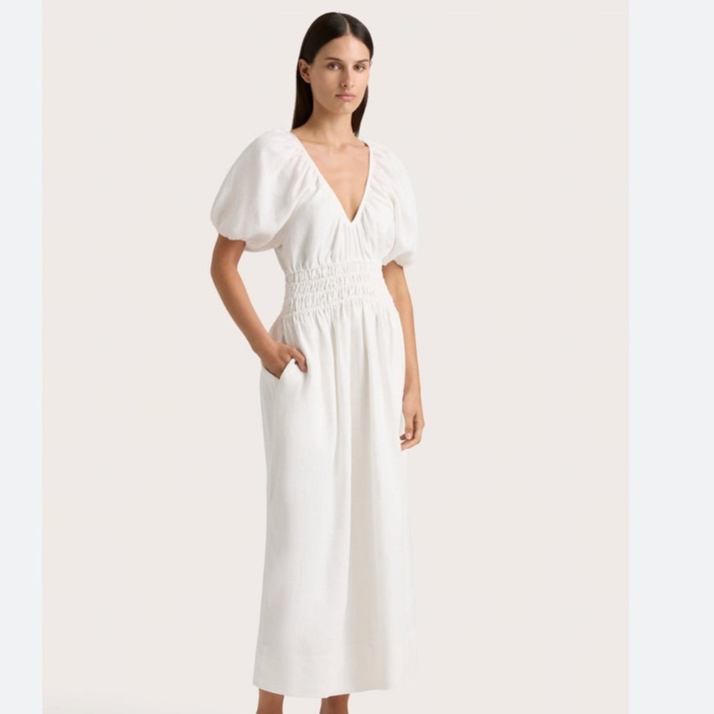NWT Faithfull The Brand Geriba Midi Bridal Dress White - Picture 2 of 5